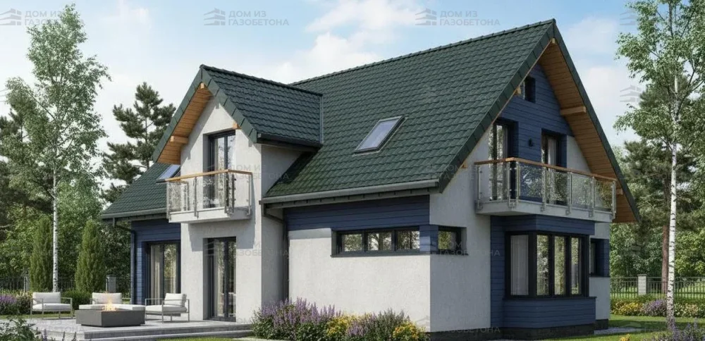 Проект Двухэтажный дом 14 на 10, 187 м2